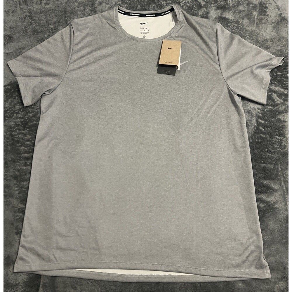 LARGE Nike Men's DRI-FIT Running T-Shirt Grey DV9315-084